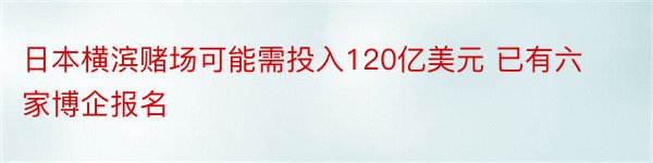 日本横滨赌场可能需投入120亿美元 已有六家博企报名