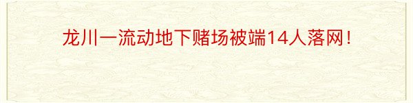 龙川一流动地下赌场被端14人落网！