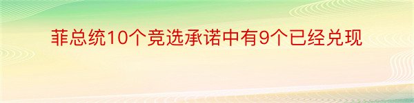 菲总统10个竞选承诺中有9个已经兑现