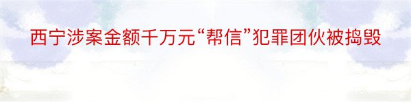 西宁涉案金额千万元“帮信”犯罪团伙被捣毁