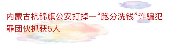 内蒙古杭锦旗公安打掉一“跑分洗钱”诈骗犯罪团伙抓获5人