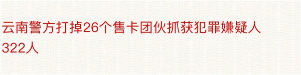 云南警方打掉26个售卡团伙抓获犯罪嫌疑人322人