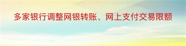 多家银行调整网银转账、网上支付交易限额