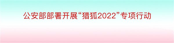 公安部部署开展“猎狐2022”专项行动