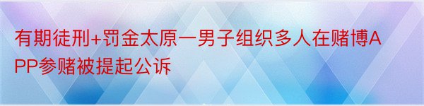 有期徒刑+罚金太原一男子组织多人在赌博APP参赌被提起公诉