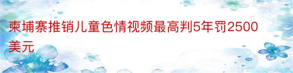 柬埔寨推销儿童色情视频最高判5年罚2500美元