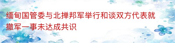 缅甸国管委与北掸邦军举行和谈双方代表就撤军一事未达成共识