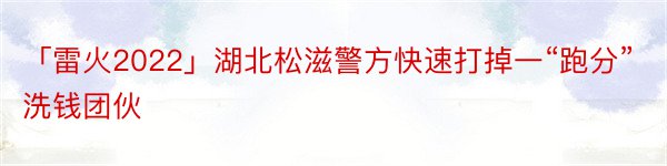 「雷火2022」湖北松滋警方快速打掉一“跑分”洗钱团伙