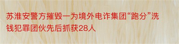 苏淮安警方摧毁一为境外电诈集团“跑分”洗钱犯罪团伙先后抓获28人