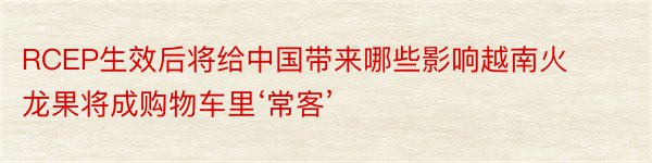 RCEP生效后将给中国带来哪些影响越南火龙果将成购物车里‘常客’