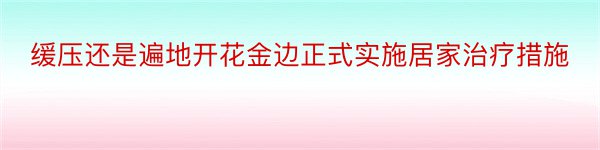 缓压还是遍地开花金边正式实施居家治疗措施