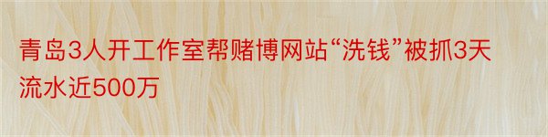 青岛3人开工作室帮赌博网站“洗钱”被抓3天流水近500万