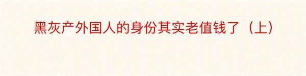 黑灰产外国人的身份其实老值钱了（上）