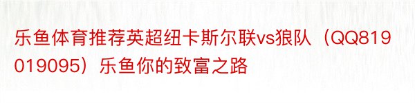 乐鱼体育推荐英超纽卡斯尔联vs狼队（QQ819019095）乐鱼你的致富之路