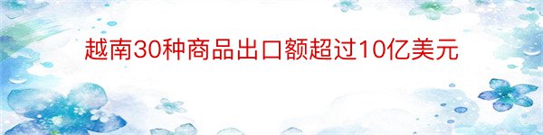 越南30种商品出口额超过10亿美元