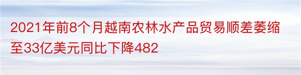 2021年前8个月越南农林水产品贸易顺差萎缩至33亿美元同比下降482