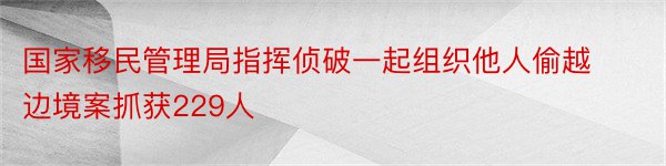 国家移民管理局指挥侦破一起组织他人偷越边境案抓获229人